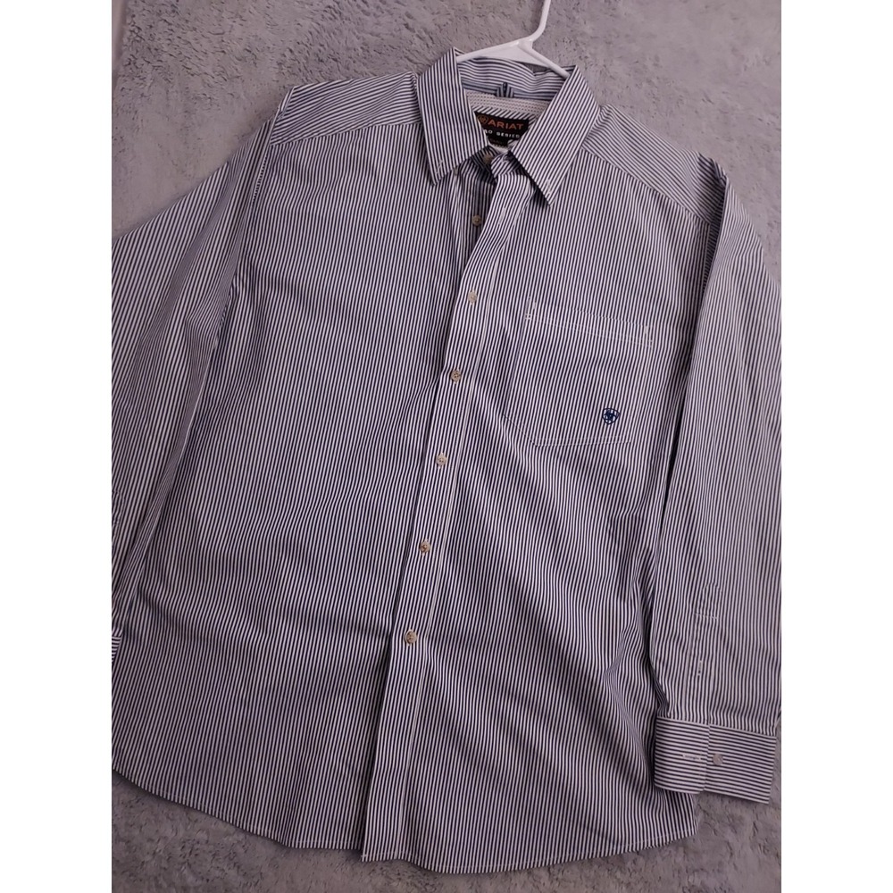 Ariat Pro Series Shirt Mens Extra Large Striped Blue Pocket Outdoor Fishing Vent